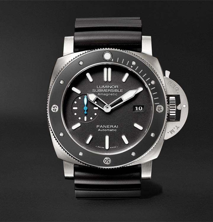 Photo: Panerai - Luminor Submersible 1950 Amagnetic 3 Days Automatic 47mm Titanium and Rubber Watch, Ref. No. PAM01389 - Silver