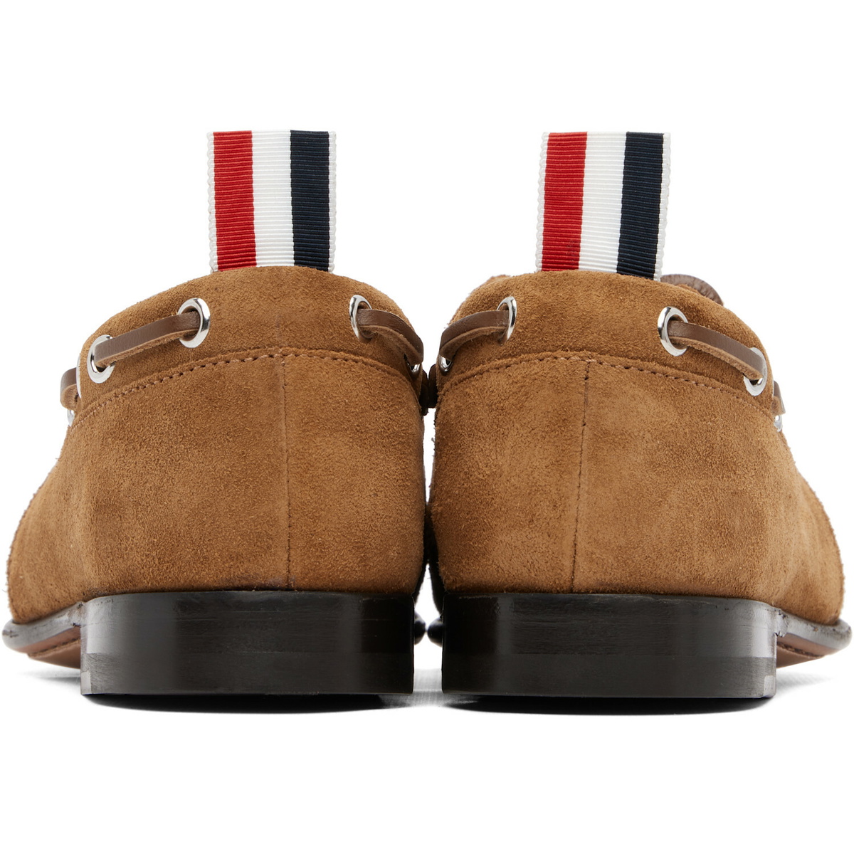 Thom Browne Tan Suede Flex Leather Sole Boat Shoes
