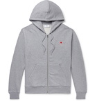 AMI - Logo-Appliquéd Loopback Cotton-Jersey Zip-Up Hoodie - Gray