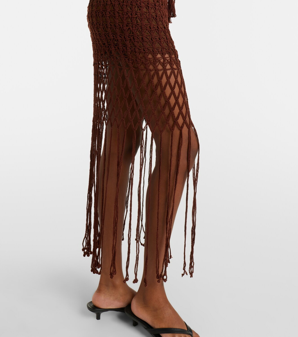 Anna Kosturova Crochet fringed cotton miniskirt