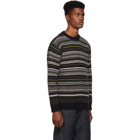 Junya Watanabe Navy Horizontal Stripes Sweater