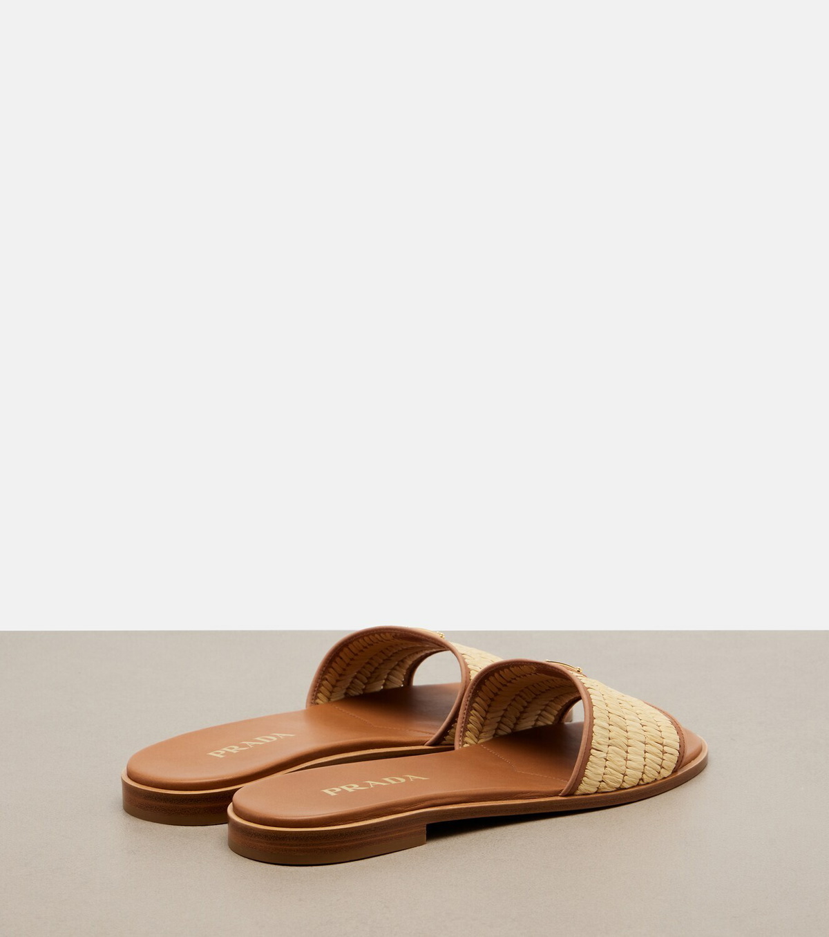 Prada Leather-trimmed raffia sandals