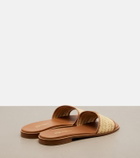 Prada Leather-trimmed raffia sandals