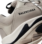 Balenciaga - Triple S Mesh, Nubuck and Leather Sneakers - Gray