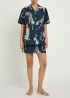 Olivia Von Halle Emeli Printed Cotton-blend Pyjama set Blue
