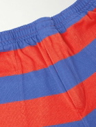 BODE - Clubhouse Wide-Leg Logo-Embroidered Striped Cotton-Jersey Shorts - Red