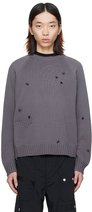 Photo: UNDERCOVER Gray Embroidered Sweater