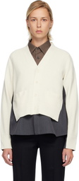 sacai Off-White & Gray Stripe Doeskin & Wool Knit Cardigan