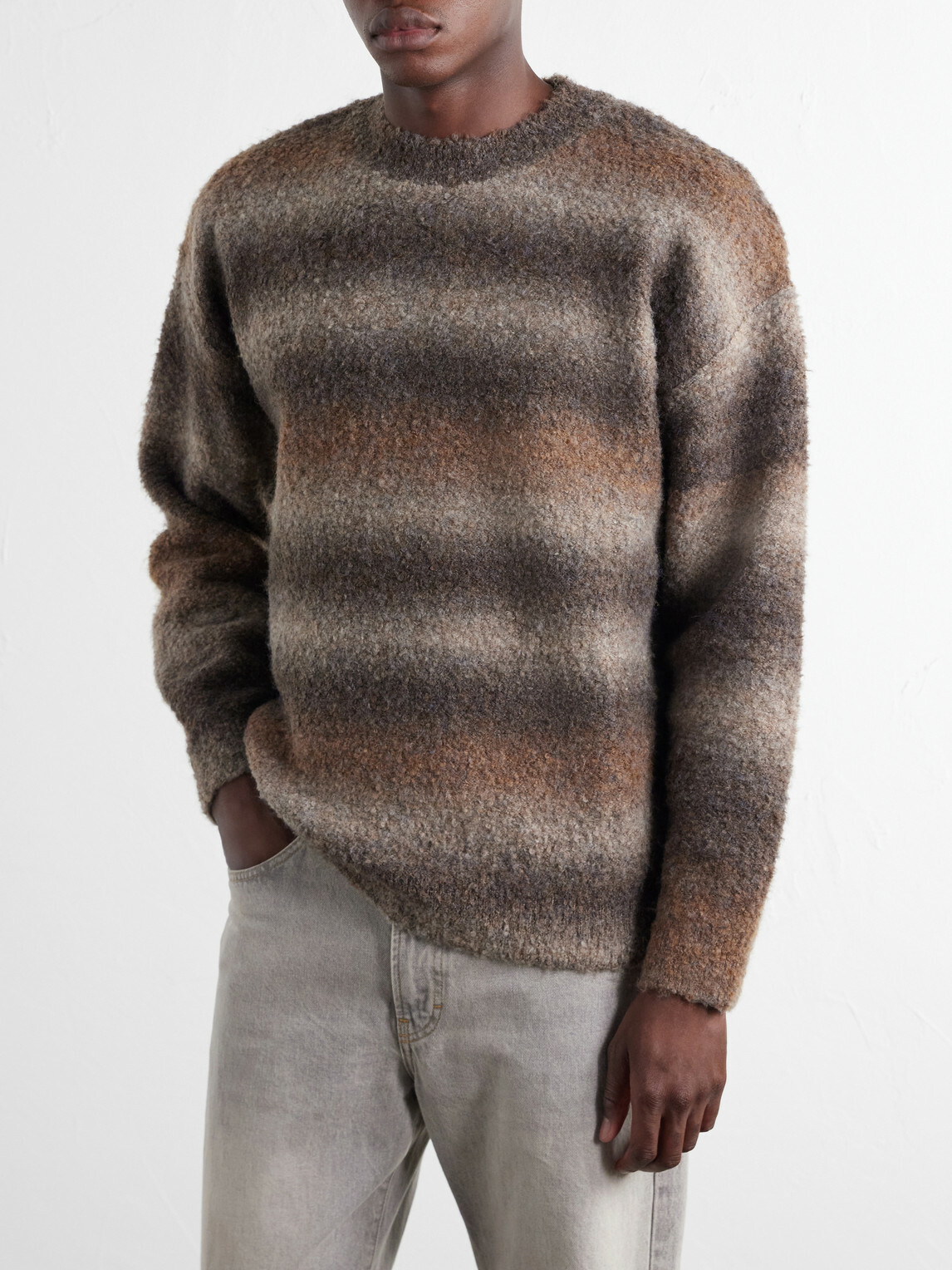 FrizmWORKS - Striped Bouclé Sweater - Brown