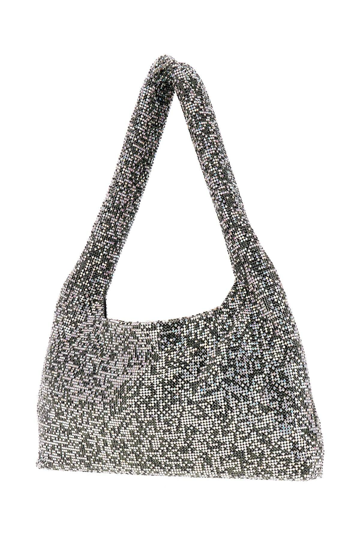 Kara Embellished Fabric Crystal Mesh Shoulder Bag