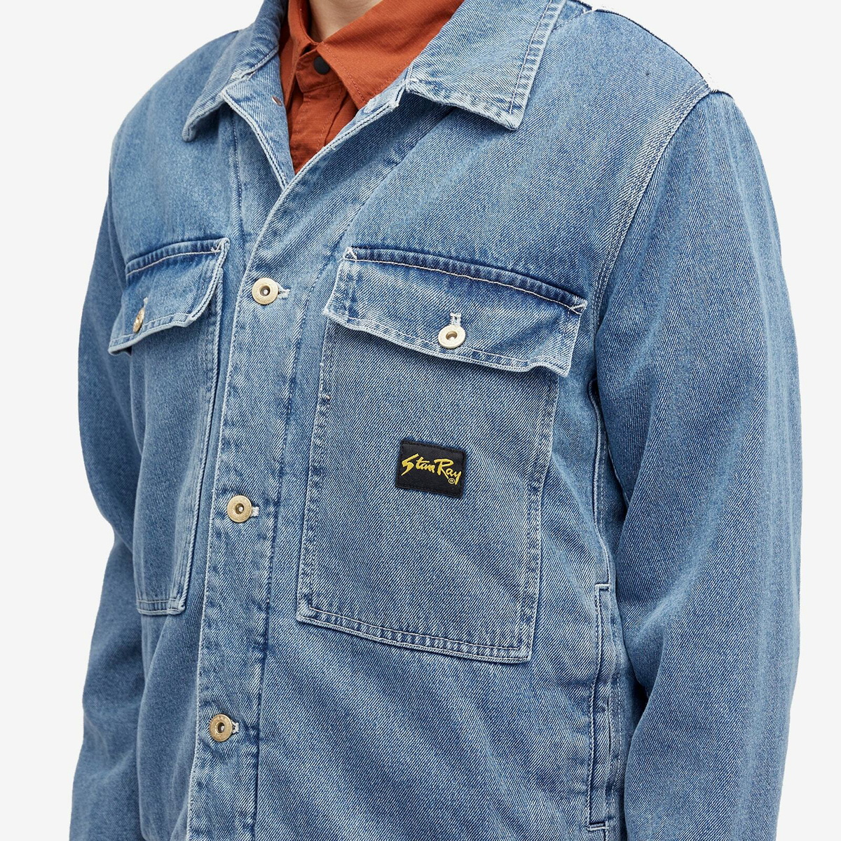 Stan Ray Men's Lined Trucker Jacket in Heavy Stonewash Denim Stan Ray