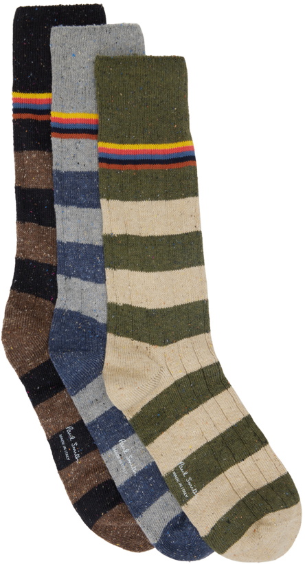 Photo: Paul Smith Three-Pack Multicolor Devon Striped Socks