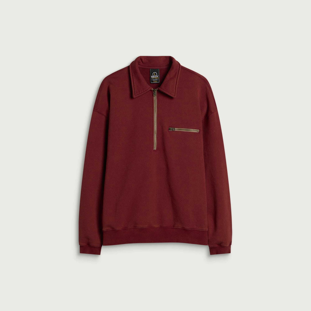 FrizmWORKS Men's Vintage Dyeing Half Zip Sweat in Vintage Red