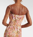 Zimmermann Golden Pleated floral slip dress