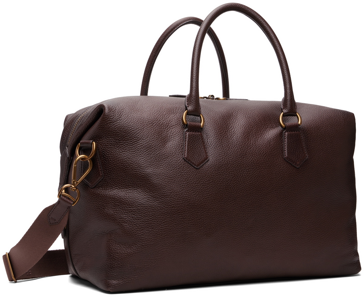 Polo Ralph Lauren Brown Pebbled Leather Duffle Bag