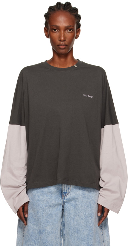 Photo: We11done Gray Coding Long-Sleeved Layered T-shirt