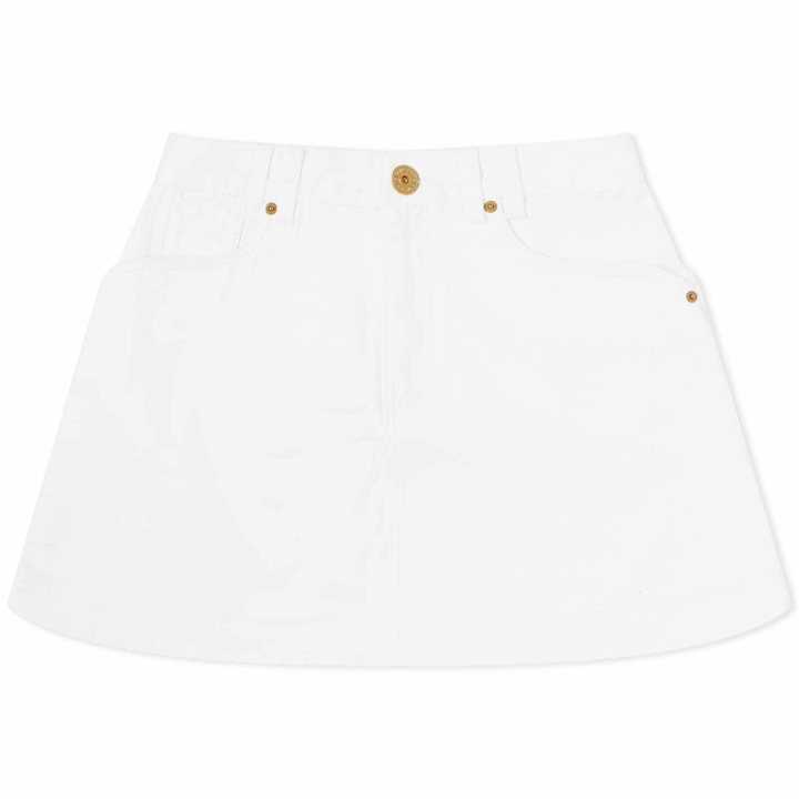 Photo: Balmain Women's Western Denim Short Skirt in White