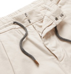 Brunello Cucinelli - Pleated Checked Stretch-Cotton Twill Drawstring Shorts - Neutrals