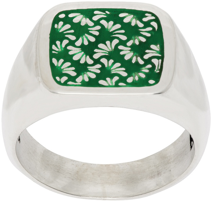 Photo: MAPLE Silver & Green Floral Signet Ring