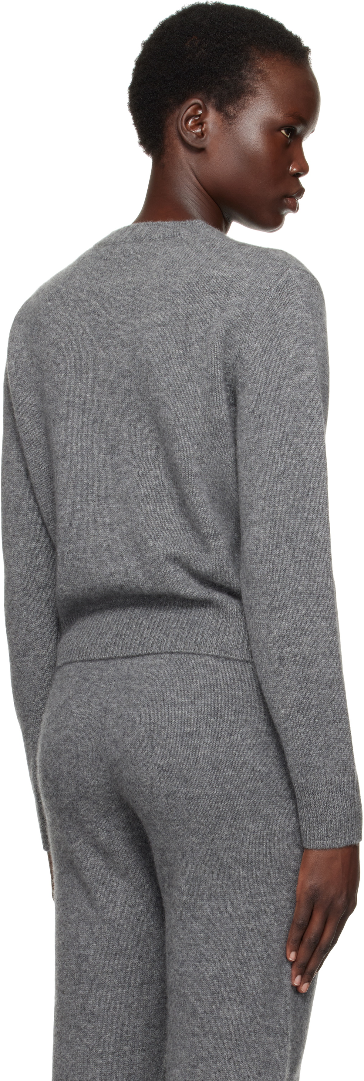 Sporty & Rich Gray 'SRC' Cashmere Crewneck Sweater