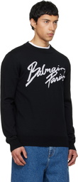 Balmain Black Merino Wool Sweater