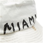 Palm Angels Men's Logo Bucket Hat in Beige/Black