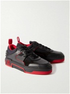 Christian Louboutin - Astroloubi Spiked Leather, Suede and Mesh Sneakers - Black