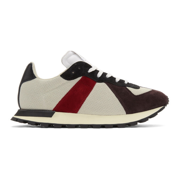 Photo: Maison Margiela Red and Grey Replica Runner Sneakers
