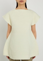 Issey Miyake Ribbed-knit Peplum Mini Dress Off White