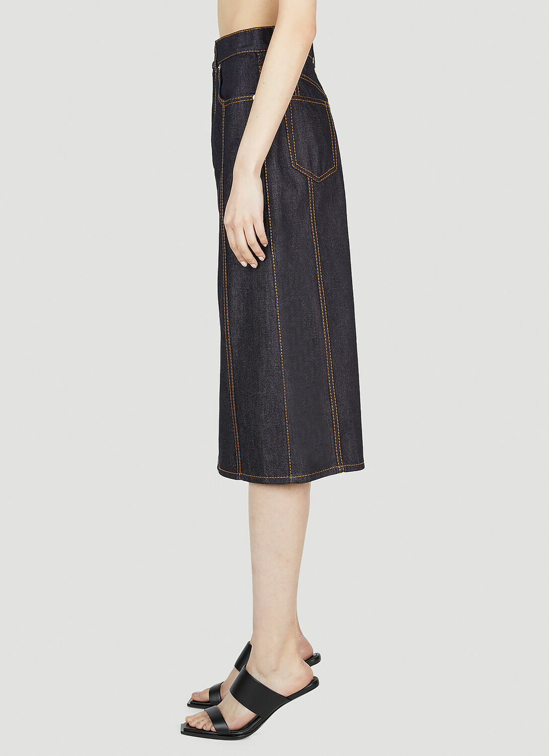 Alexander McQueen Contrast Stitching Denim Skirt