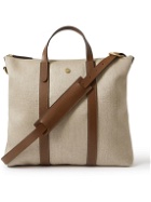 Mismo - Leather-Trimmer Herringbone Cotton-Canvas Tote Bag