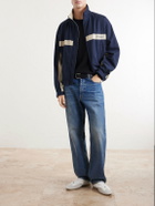 SAINT LAURENT - Panelled Logo-Embroidered Cassandre-Embellished Cotton Jacket - Blue