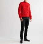 SAINT LAURENT - Slim-Fit Cable-Knit Wool-Blend Sweater - Red