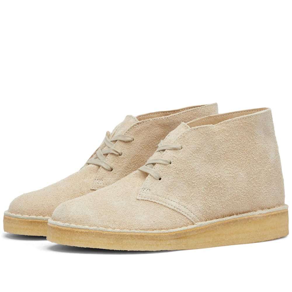 Clarks Originals Women's Desert Coal Boot in Off White Hairy Clarks ...