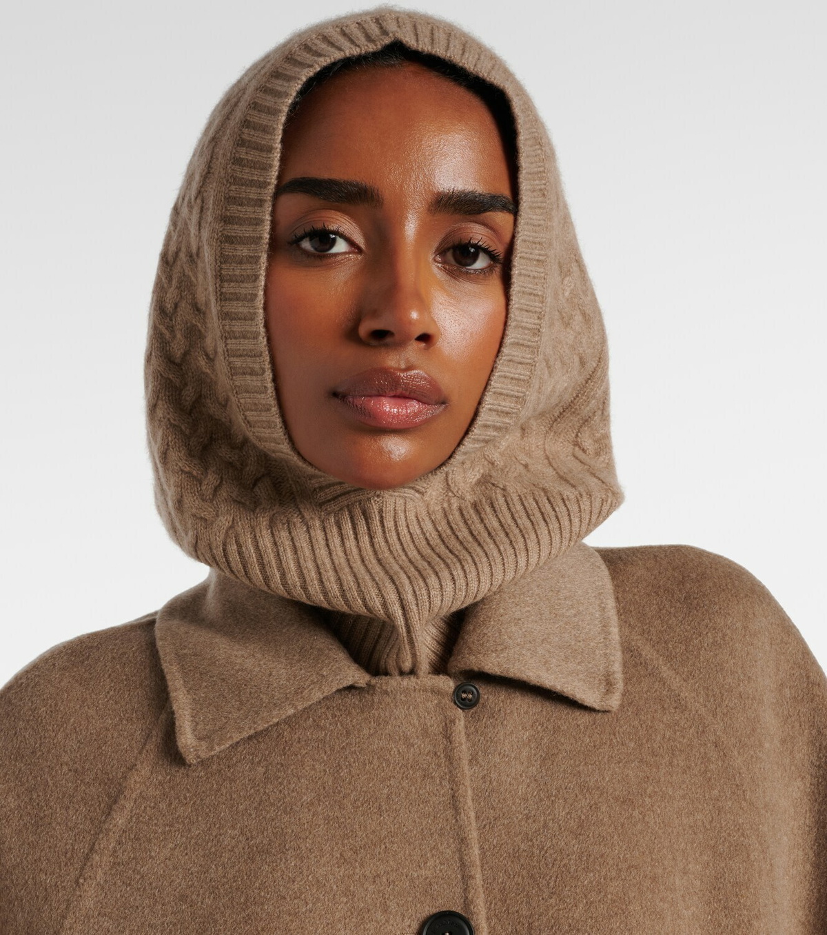 Max Mara Romana cable-knit cashmere hood