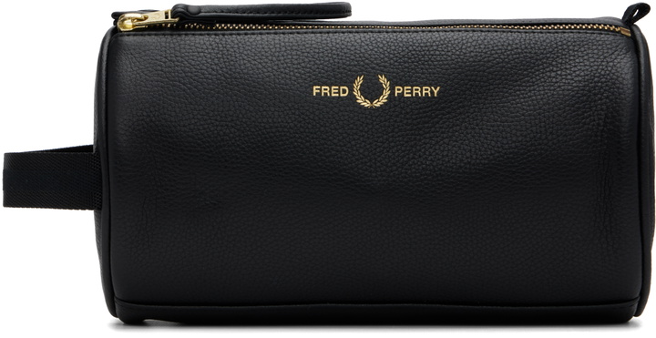 Photo: Fred Perry Black Tumbled Leather Wash Bag