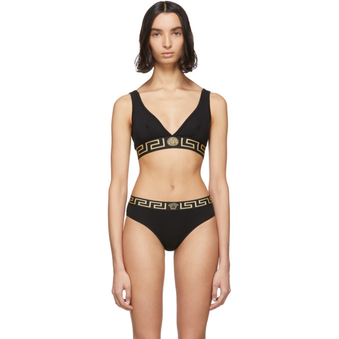 Photo: Versace Underwear Black Empire Medusa V-Neck Bra