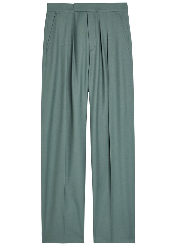 Photo: Chloe Pleated Straight-leg Wool Trousers Grey