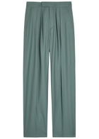 Chloe Pleated Straight-leg Wool Trousers Grey