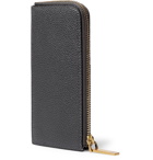 Thom Browne - Striped Grosgrain-Trimmed Two-Tone Pebble-Grain Leather Zip-Around Wallet - Black