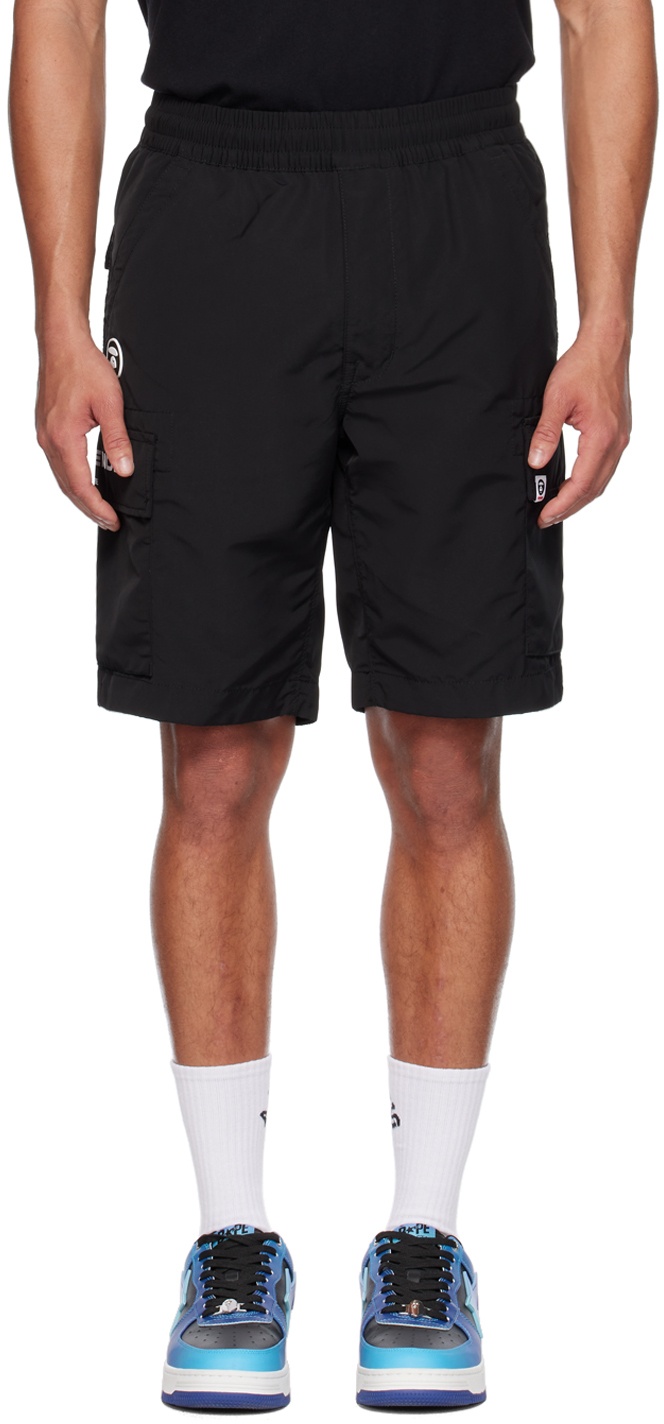Photo: AAPE by A Bathing Ape Black Patch Cargo Shorts