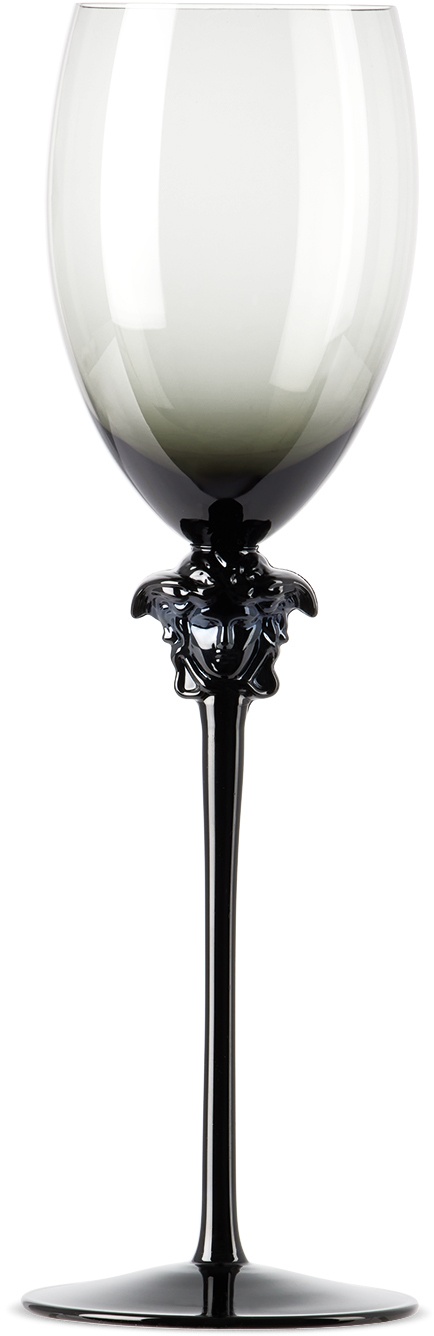 Versace Black Rosenthal Medusa Lumière Wine Glass Versace