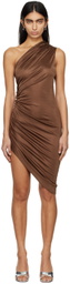 Atlein Brown Single-Shoulder Minidress