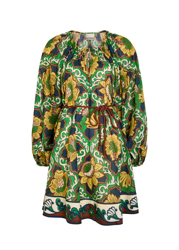 Photo: Alemais Liana Belted Printed Ramie Mini Dress Multicoloured