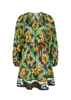 Alemais Liana Belted Printed Ramie Mini Dress Multicoloured