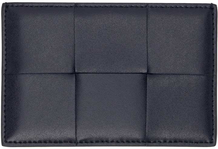 Photo: Bottega Veneta Navy Leather Credit Card Holder