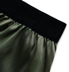 TOM FORD - Velvet-Trimmed Stretch-Silk Satin Boxer Shorts - Green