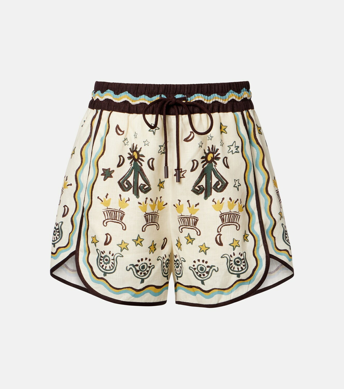 Alémais Sun Dancer printed linen shorts