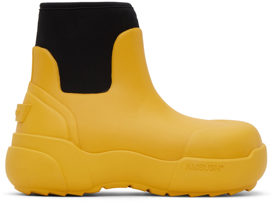 AMBUSH Yellow Rubber Chelsea Boots Ambush