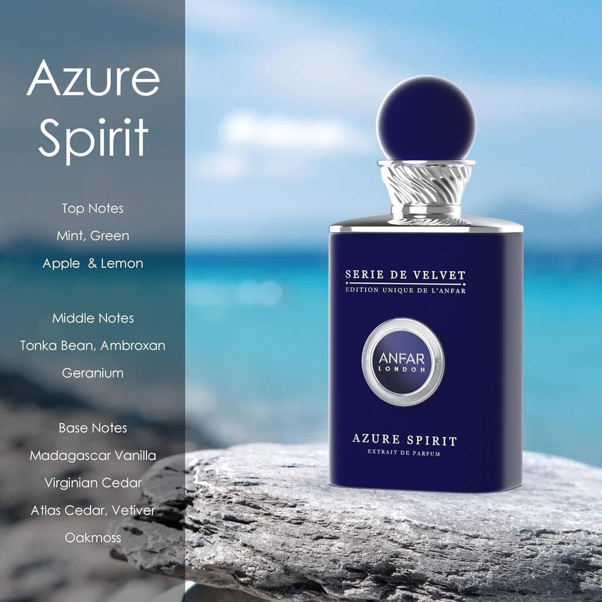 Anfar Mens Azure Spirit Extrait de Parfum Spray 3.4 oz Fragrances 6292257643510
